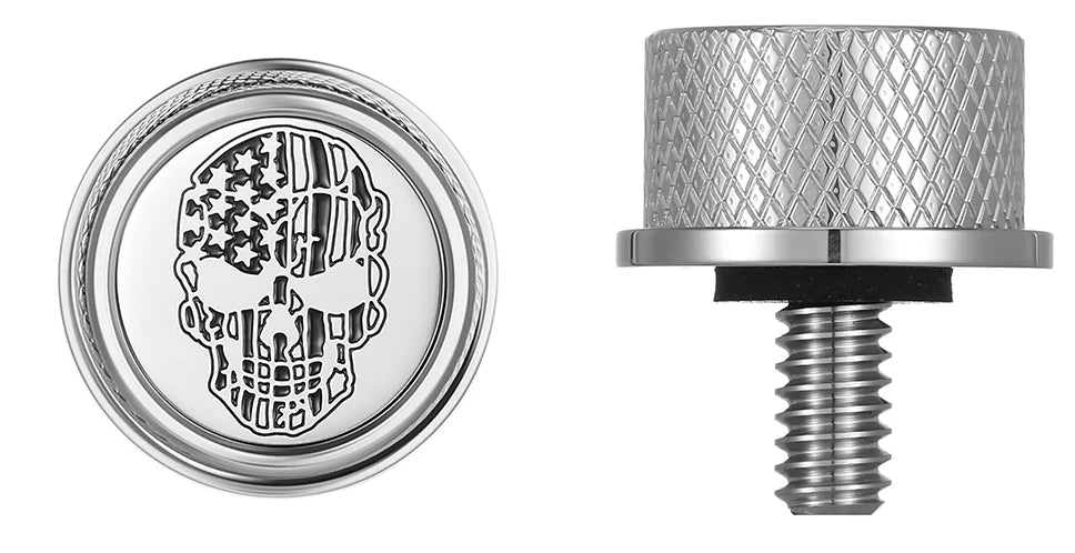 Figurati Designs Seat Mounting Knob - Stainless Steel - Skull - Contrast Cut - Side View