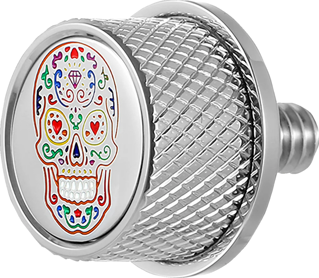 Figurati Designs Seat Mounting Knob - Stainless Steel - Sugar Skull - Main Product View