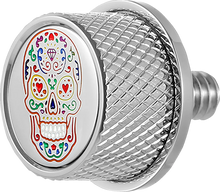Load image into Gallery viewer, Figurati Designs Seat Mounting Knob - Stainless Steel - Sugar Skull - Main Product View