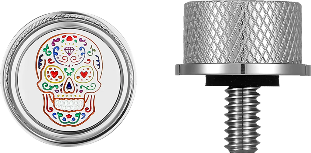 Figurati Designs Seat Mounting Knob - Stainless Steel - Sugar Skull - Side View
