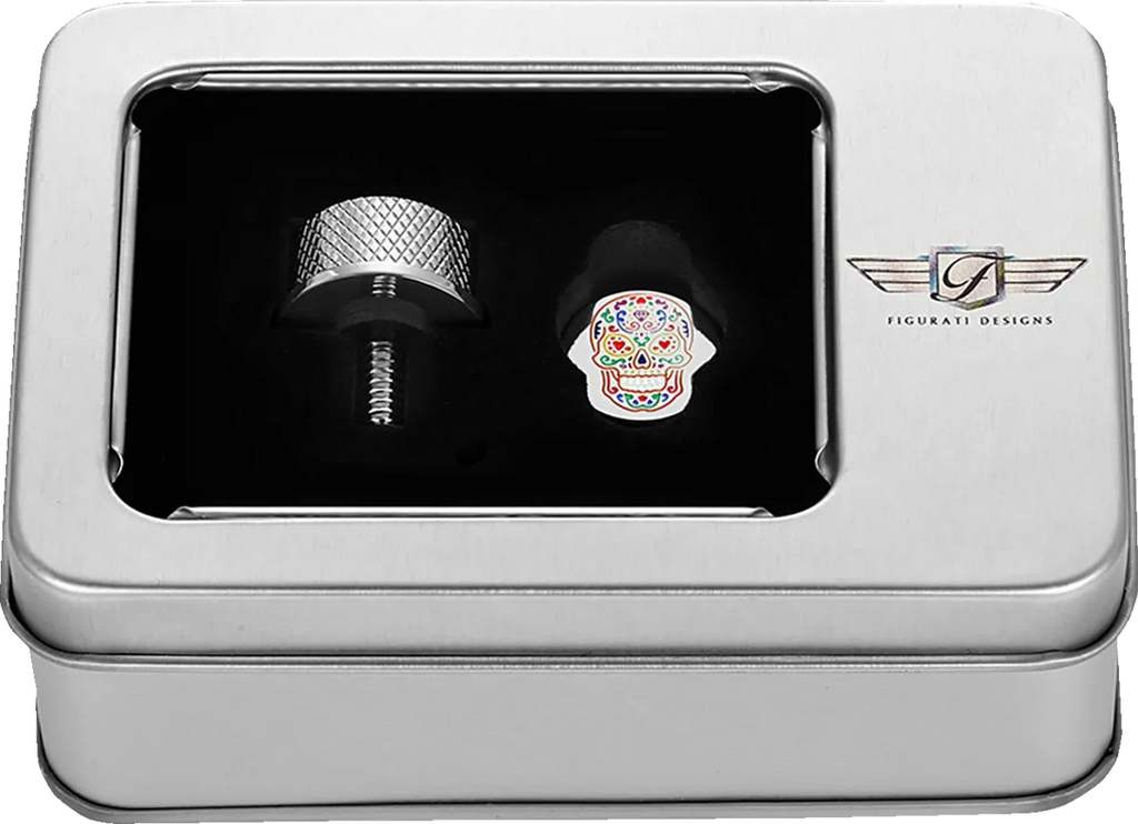 Figurati Designs Seat Mounting Knob - Stainless Steel - Sugar Skull - Back View