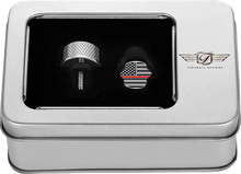 Load image into Gallery viewer, Figurati Designs Seat Mounting Knob - Stainless Steel - Red Line American Flag - Back View