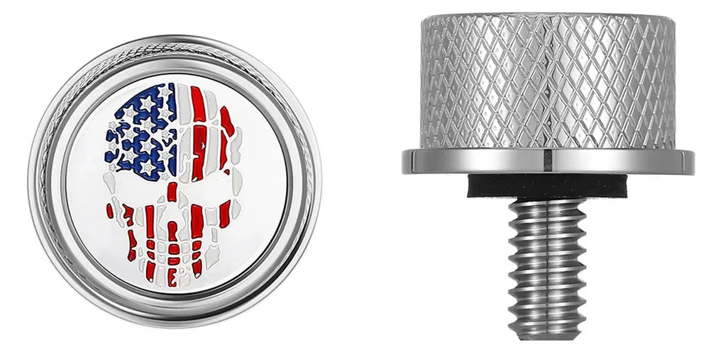 Figurati Designs Seat Mounting Knob - Stainless Steel - Skull - Back View