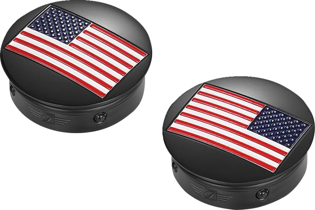 Figurati Designs Swing Arm Covers - American Flag - Custom - Reversed - Black - Side View