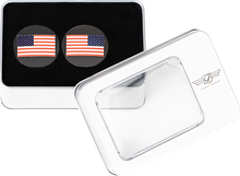 Load image into Gallery viewer, Figurati Designs Swing Arm Covers - American Flag - Custom - Reversed - Black - Installation View