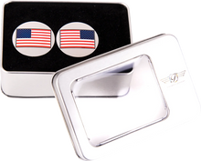 Load image into Gallery viewer, Figurati Designs Swing Arm Covers - American Flag - Reversed - Installation View