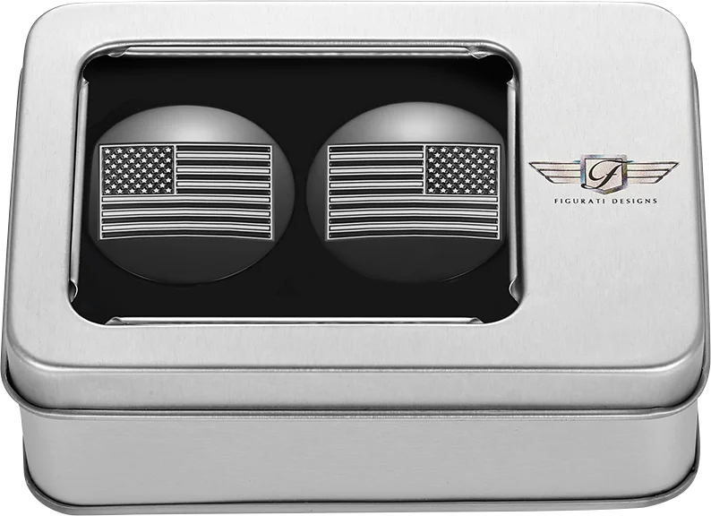 Figurati Designs Swing Arm Covers - Black Contrast Cut American Flag - Custom - Reversed - Black - Back View