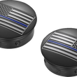 Load image into Gallery viewer, Figurati Designs Swing Arm Covers - Blue Line American Flag - Custom - Black - Reversed - Side View