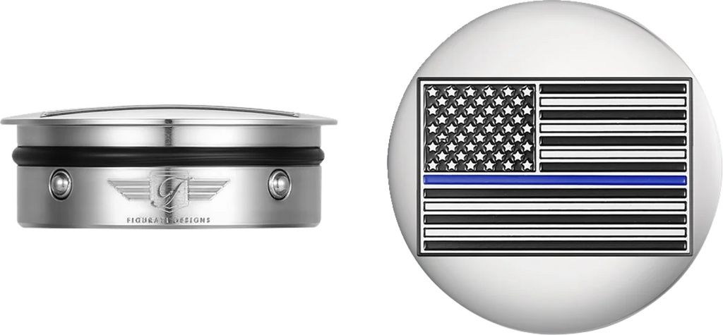 Figurati Designs Swing Arm Covers - Blue Line American Flag - Custom - Reversed - Main Product View