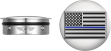 Load image into Gallery viewer, Figurati Designs Swing Arm Covers - Blue Line American Flag - Custom - Reversed - Main Product View
