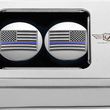Load image into Gallery viewer, Figurati Designs Swing Arm Covers - Blue Line American Flag - Custom - Reversed - Back View
