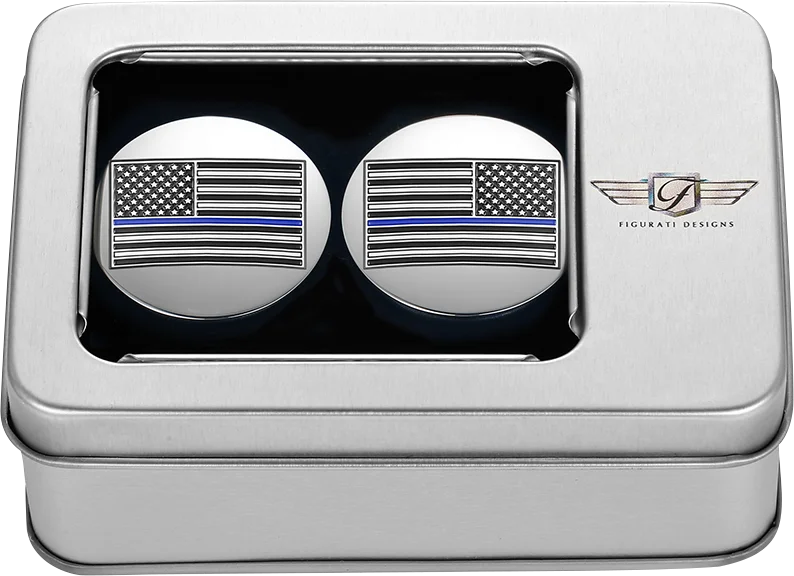 Figurati Designs Swing Arm Covers - Blue Line American Flag - Custom - Reversed - Back View