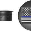 Load image into Gallery viewer, Figurati Designs Swing Arm Covers - Blue Line American Flag - Custom - Black - Reversed - Main Product View