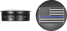 Load image into Gallery viewer, Figurati Designs Swing Arm Covers - Blue Line American Flag - Custom - Black - Reversed - Main Product View