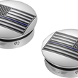 Load image into Gallery viewer, Figurati Designs Swing Arm Covers - Blue Line American Flag - Custom - Reversed - Side View