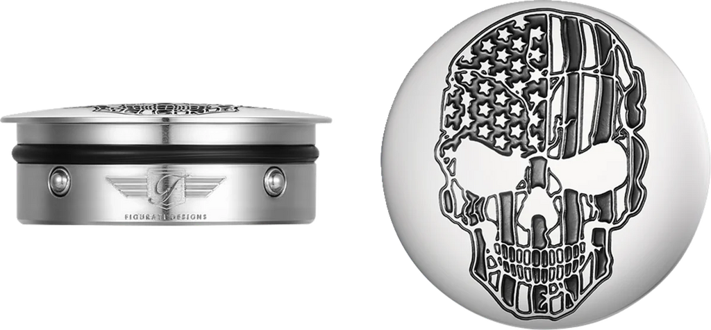 Figurati Designs Swing Arm Covers - Contrast Cut - American Flag Skull - Custom - Main Product View