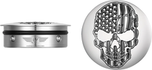 Load image into Gallery viewer, Figurati Designs Swing Arm Covers - Contrast Cut - American Flag Skull - Custom - Main Product View
