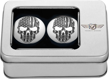 Load image into Gallery viewer, Figurati Designs Swing Arm Covers - Contrast Cut - American Flag Skull - Custom - Back View