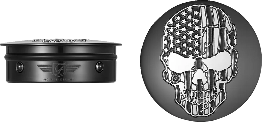 Figurati Designs Swing Arm Covers - Contrast Cut - American Flag Skull - Custom - Black - Main Product View