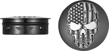 Load image into Gallery viewer, Figurati Designs Swing Arm Covers - Contrast Cut - American Flag Skull - Custom - Black - Main Product View
