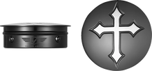 Load image into Gallery viewer, Figurati Designs Swing Arm Covers - Cross - Custom - Black - Main Product View