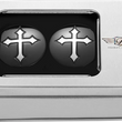 Load image into Gallery viewer, Figurati Designs Swing Arm Covers - Cross - Custom - Black - Side View