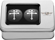 Load image into Gallery viewer, Figurati Designs Swing Arm Covers - Cross - Custom - Black - Side View