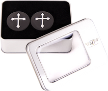Load image into Gallery viewer, Figurati Designs Swing Arm Covers - Cross - Custom - Black - Back View