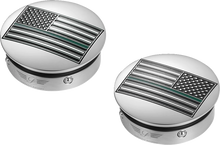 Load image into Gallery viewer, Figurati Designs Swing Arm Covers - Green Line American Flag - Custom - Reversed - Side View