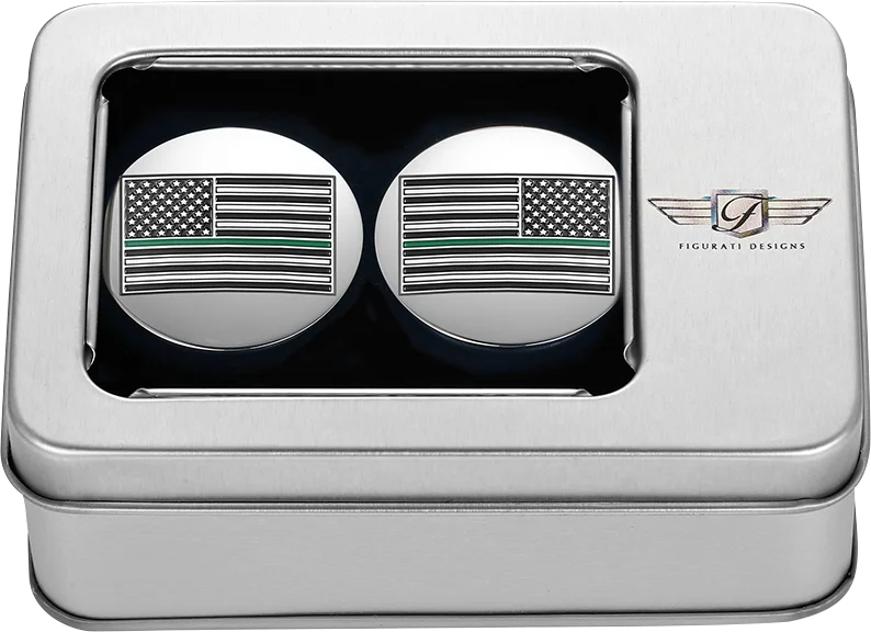 Figurati Designs Swing Arm Covers - Green Line American Flag - Custom - Reversed - Back View