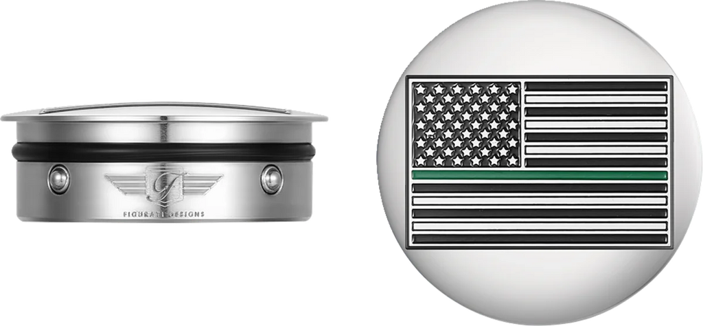 Figurati Designs Swing Arm Covers - Green Line American Flag - Custom - Reversed - Main Product View