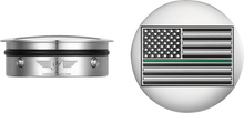 Load image into Gallery viewer, Figurati Designs Swing Arm Covers - Green Line American Flag - Custom - Reversed - Main Product View