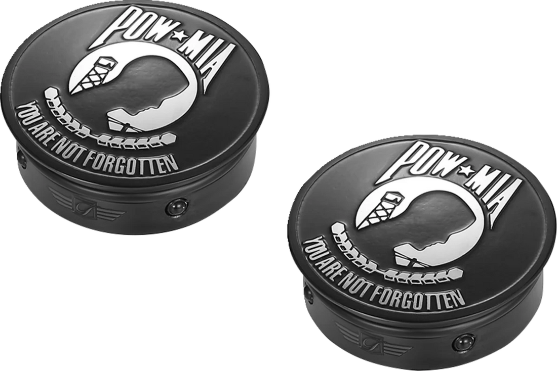 Figurati Designs Swing Arm Covers - POW MIA - Custom - Black - Side View