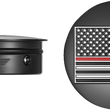 Load image into Gallery viewer, Figurati Designs Swing Arm Covers - Red Line American Flag - Custom - Black - Reversed - Main Product View