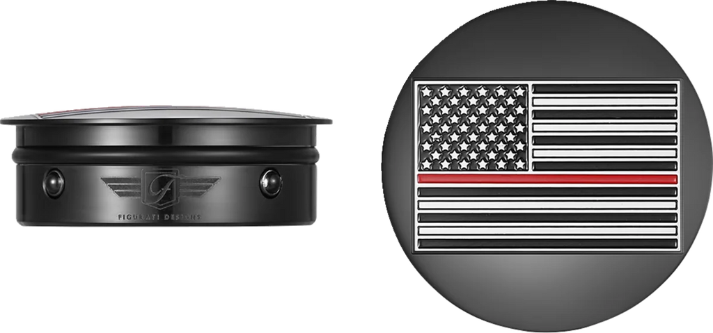 Figurati Designs Swing Arm Covers - Red Line American Flag - Custom - Black - Reversed - Main Product View