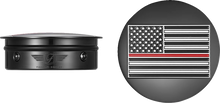 Load image into Gallery viewer, Figurati Designs Swing Arm Covers - Red Line American Flag - Custom - Black - Reversed - Main Product View