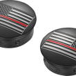 Load image into Gallery viewer, Figurati Designs Swing Arm Covers - Red Line American Flag - Custom - Black - Reversed - Side View