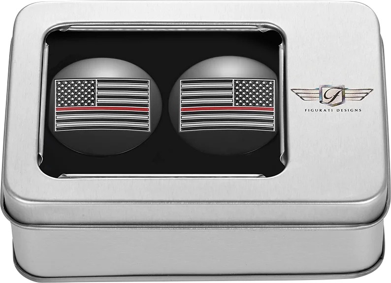Figurati Designs Swing Arm Covers - Red Line American Flag - Custom - Black - Reversed - Back View