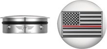 Load image into Gallery viewer, Figurati Designs Swing Arm Covers - Red Line American Flag - Custom - Reversed - Main Product View