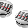 Load image into Gallery viewer, Figurati Designs Swing Arm Covers - Red Line American Flag - Custom - Reversed - Side View