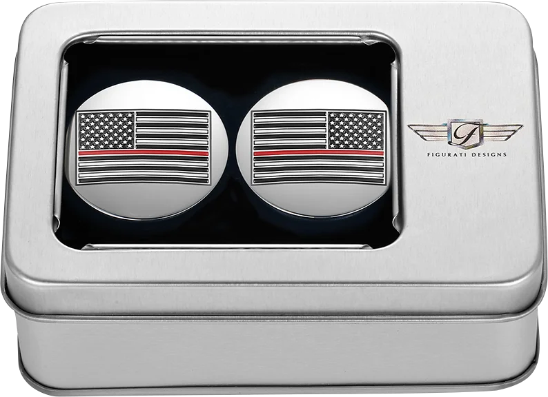 Figurati Designs Swing Arm Covers - Red Line American Flag - Custom - Reversed - Back View