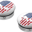 Load image into Gallery viewer, Figurati Designs Swing Arm Covers - Red/White/Blue Flag Skull - Side View