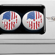 Load image into Gallery viewer, Figurati Designs Swing Arm Covers - Red/White/Blue Flag Skull - Back View