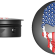 Load image into Gallery viewer, Figurati Designs Swing Arm Covers - Red/White/Blue Flag Skull - Custom - Black - Main Product View