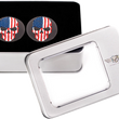 Load image into Gallery viewer, Figurati Designs Swing Arm Covers - Red/White/Blue Flag Skull - Custom - Black - Installation View