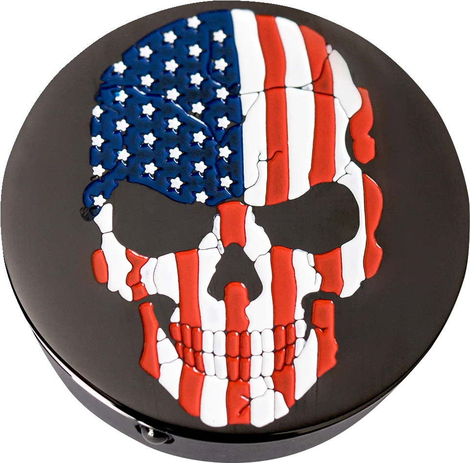 Figurati Designs Swing Arm Covers - Red/White/Blue Flag Skull - Custom - Black - Additional View 5