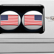 Load image into Gallery viewer, Figurati Designs Swing Arm Covers - Red/White/Blue Flag Skull - Custom - Black - Additional View 7