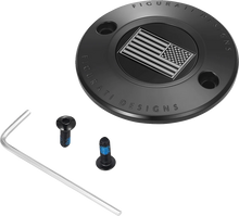 Load image into Gallery viewer, Figurati Designs Timing Cover - 2 Hole - American Flag - Contrast Cut - Black - Main Product View