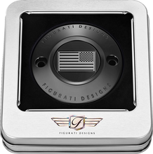 Load image into Gallery viewer, Figurati Designs Timing Cover - 2 Hole - American Flag - Contrast Cut - Black - Back View