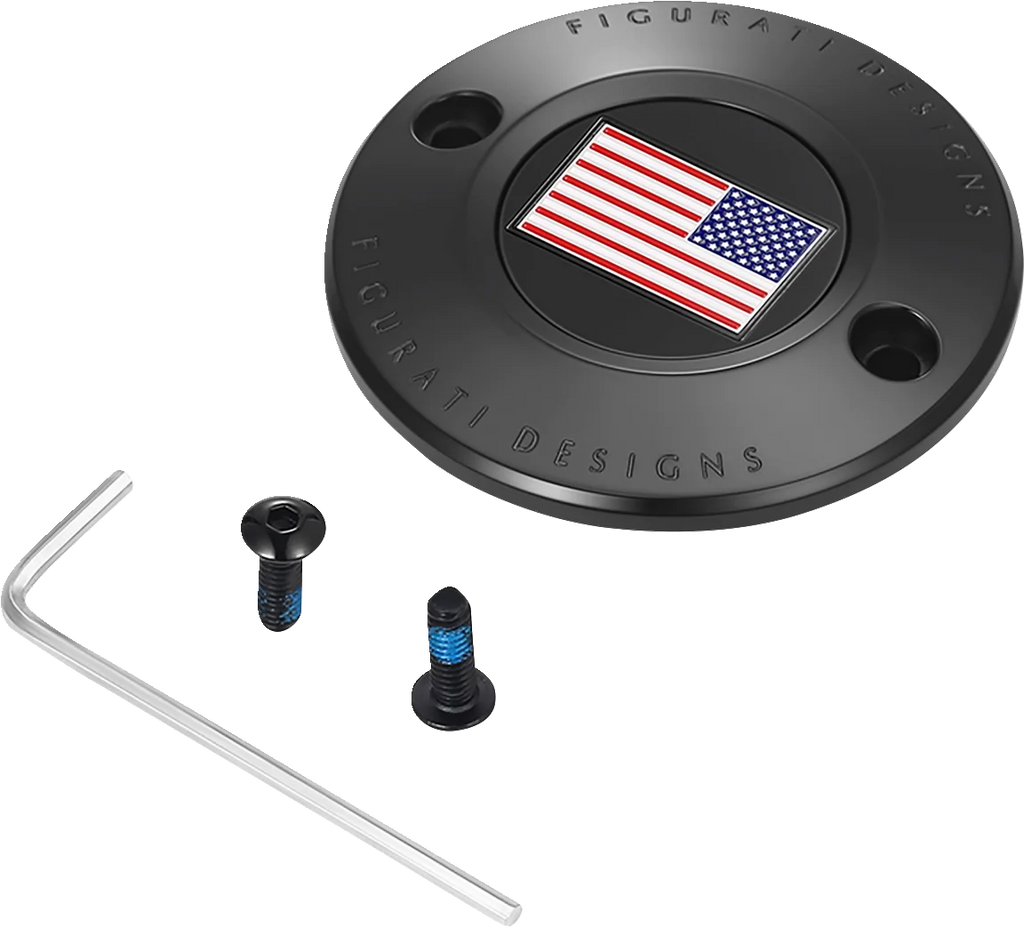 Figurati Designs Timing Cover - 2 Hole - American Flag - Reversed - Black - Main Product View